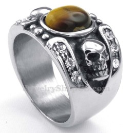 Titan Totenkopf Ring Mit Zierstein