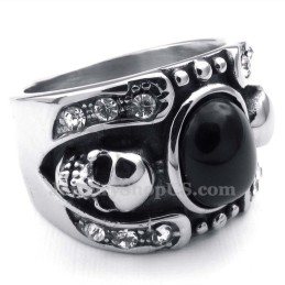 Totenkopfring Mit Eingelegtem Titanachat