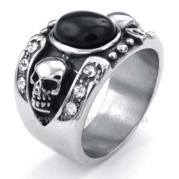Totenkopfring Mit Eingelegtem Titanachat