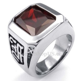 Titanring Mit Rotem Zirkon