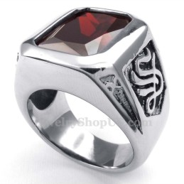 Titanring Mit Rotem Zirkon