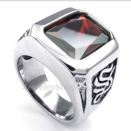 Titanring Mit Rotem Zirkon