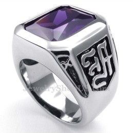 Titanring Mit Lila Zirkon