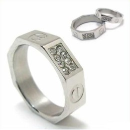 6 Mm Court-Band-Ring Aus Titan Mit Diamanteneinlage