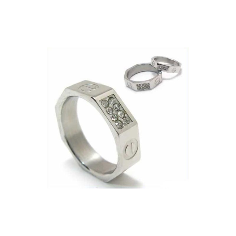 6 Mm Court-Band-Ring Aus Titan Mit Diamanteneinlage 6 Mm Court-Band-Ring Aus Titan Mit Diamanteneinlage