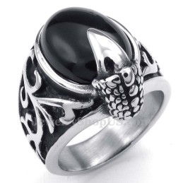 Titanring Mit Schwarzer Achateinlage