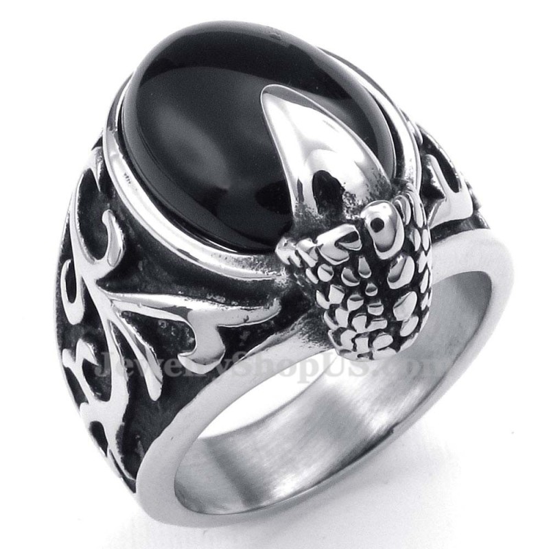 Titanring Mit Schwarzer Achateinlage Titanring Mit Schwarzer Achateinlage