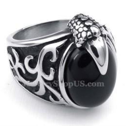 Titanring Mit Schwarzer Achateinlage