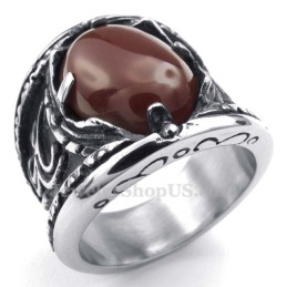 Titanring Mit Eingelegtem Rotachat