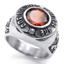Titanring Mit Rotem Zirkon