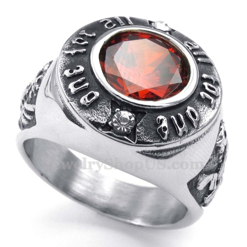 Titanring Mit Rotem Zirkon Titanring Mit Rotem Zirkon