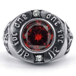 Titanring Mit Rotem Zirkon