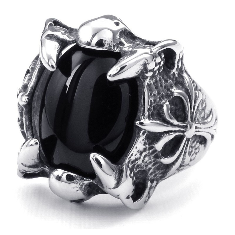 Titanring Mit Schwarzer Achateinlage Titanring Mit Schwarzer Achateinlage