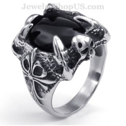Titanring Mit Schwarzer Achateinlage