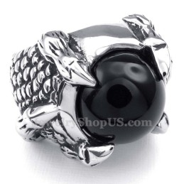 Titanring Mit Schwarzer Achateinlage