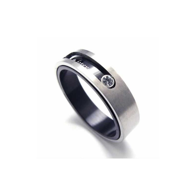 5 Mm Court-Band-Ring Aus Titan Mit Diamanteneinlage 5 Mm Court-Band-Ring Aus Titan Mit Diamanteneinlage