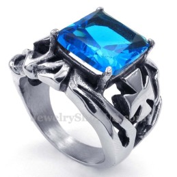 Titanring Mit Blauem Zierstein