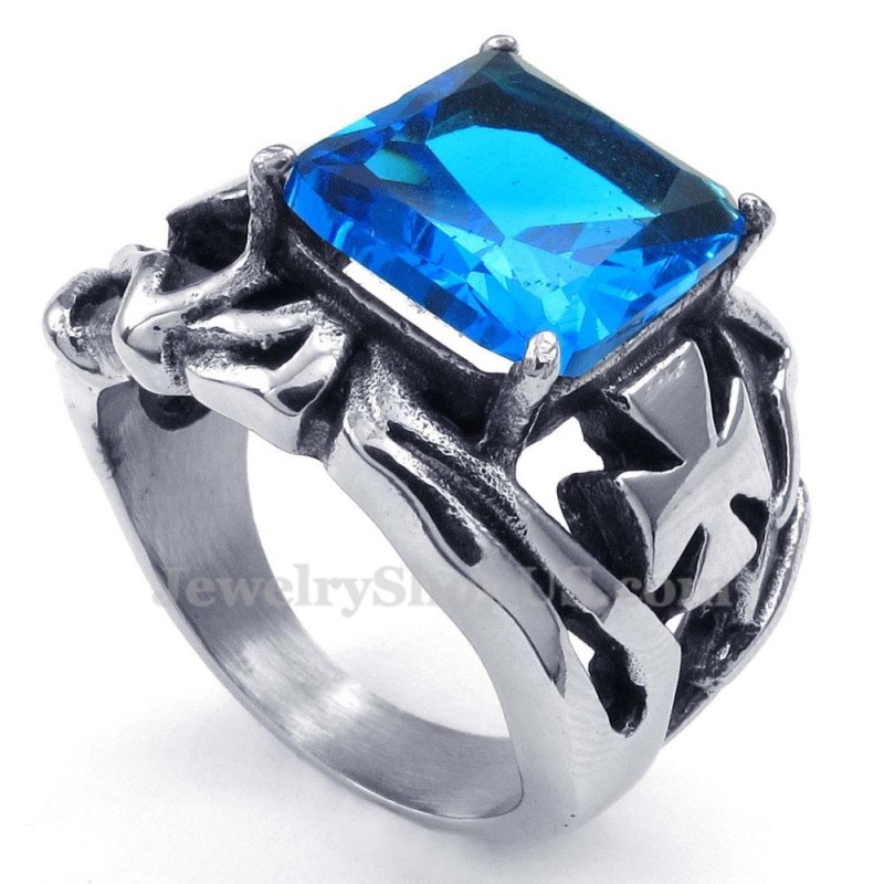 Titanring Mit Blauem Zierstein Titanring Mit Blauem Zierstein