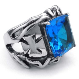 Titanring Mit Blauem Zierstein