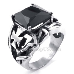 Titanring Mit Schwarzem Zierstein
