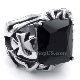 Titanring Mit Schwarzem Zierstein