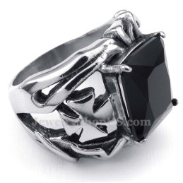 Titanring Mit Schwarzem Zierstein