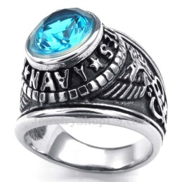 Titanring Mit Blauem Zirkon