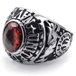 Titanring Mit Eingelegtem Rotem Zirkon