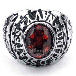 Titanring Mit Eingelegtem Rotem Zirkon