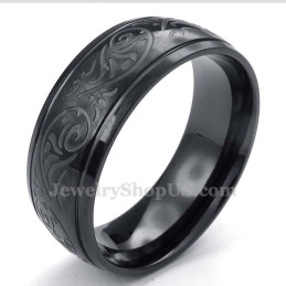Schwarzer Titanring Mit Rundem Korrosionsmuster