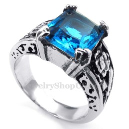 Titanring Mit Blauem Zirkon