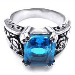 Titanring Mit Blauem Zirkon