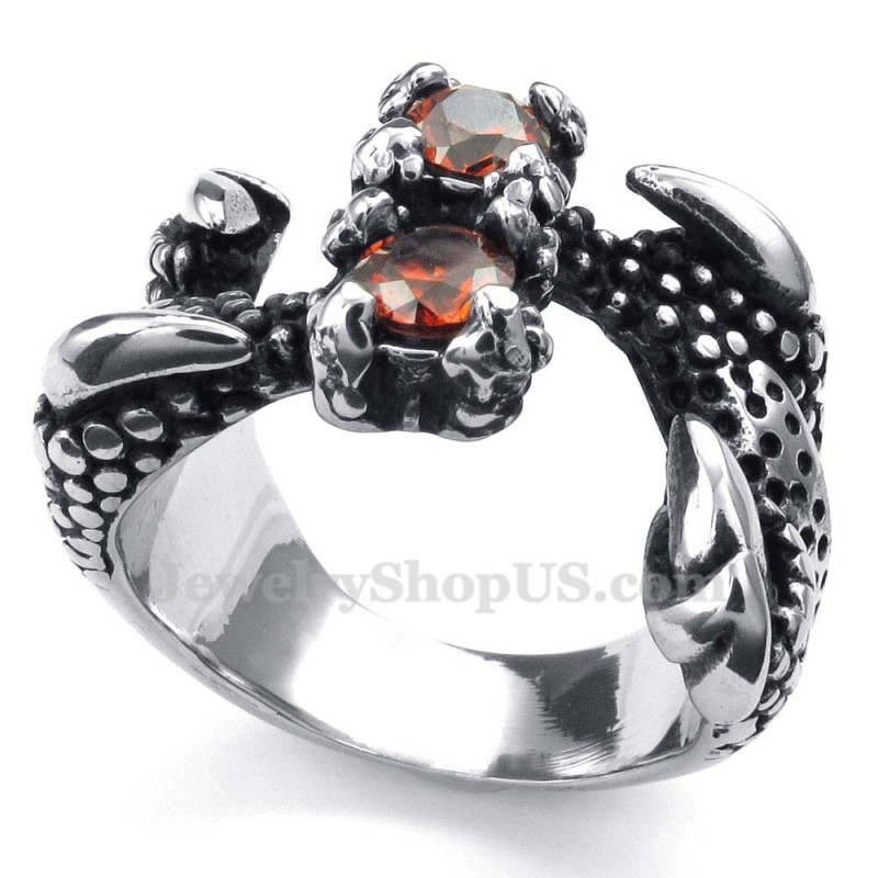 Titan-Pfotenring Mit Rotem Strass Titan-Pfotenring Mit Rotem Strass