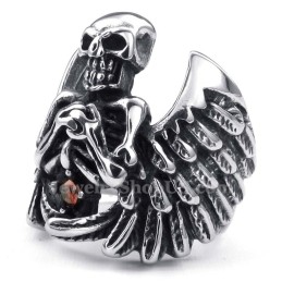 Titan-Totenkopfring Mit Flügel