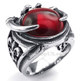 Titanring Mit Rotem Zirkon