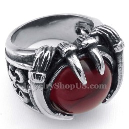 Titanring Mit Rotem Zirkon