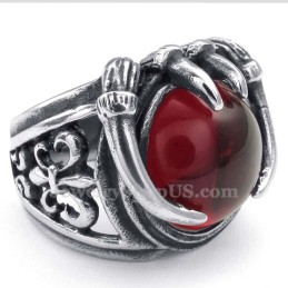 Titanring Mit Rotem Zirkon