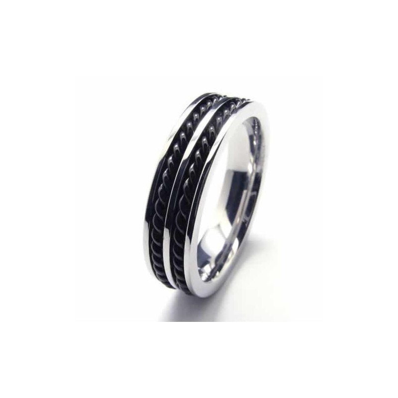 Titanring Mit Zwei Rillen Und Kettengliedern, 5 Mm Titanring Mit Zwei Rillen Und Kettengliedern, 5 Mm