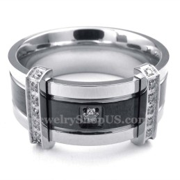 Herren Titanring Mit Weißem Strass