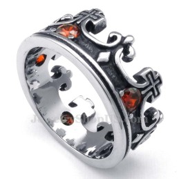 Titanring Mit Kaiserkrone Und Rotem Zirkon
