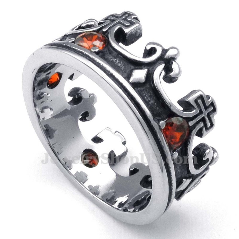 Titanring Mit Kaiserkrone Und Rotem Zirkon Titanring Mit Kaiserkrone Und Rotem Zirkon
