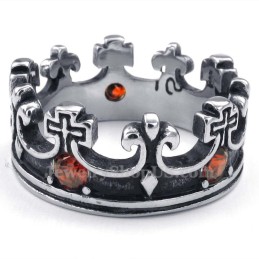 Titanring Mit Kaiserkrone Und Rotem Zirkon