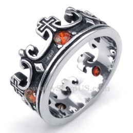 Titanring Mit Kaiserkrone Und Rotem Zirkon