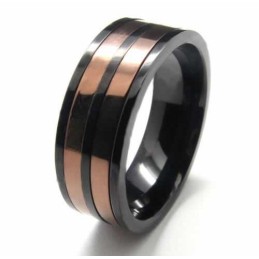 8 Mm Court-Band-Ring Aus Titan Mit Zwei Eingelegten Kreisen