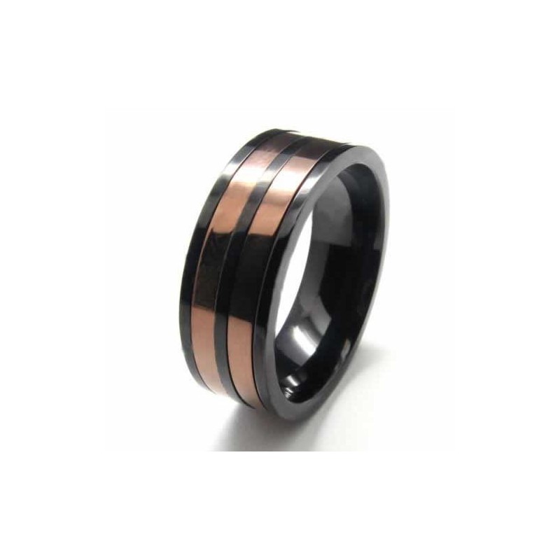 8 Mm Court-Band-Ring Aus Titan Mit Zwei Eingelegten Kreisen 8 Mm Court-Band-Ring Aus Titan Mit Zwei Eingelegten Kreisen