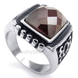Titanring Mit Rotem Zirkon
