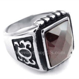 Titanring Mit Rotem Zirkon