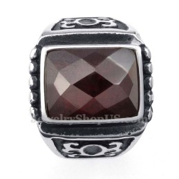 Titanring Mit Rotem Zirkon