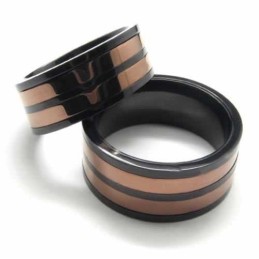8 Mm Court-Band-Ring Aus Titan Mit Zwei Eingelegten Kreisen