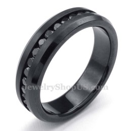 Schwarzer Titanring Mit Strass
